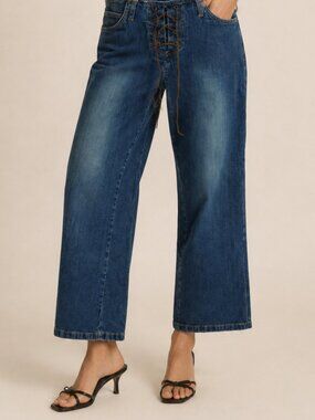Vintage 90s Y2K Bill Blass Lace Up Fly Jeans Sz 6